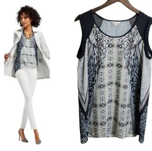 CAbi Sleeveless Mixed Print Tunic Top Size Medium